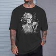 Skeleton Messy Bun Coffee Halloween Coffee Lover Mom T-Shirt Gifts for Him