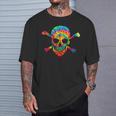 Skull Crossbones Skeleton Colorful Graphic Tie Dye T-Shirt Gifts for Him
