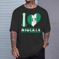 Stampa A Forma Di Cuore Con Bandiera Della Nigeria I Love Nigeria Proud To Be Nigerian Maglietta Regalos para él