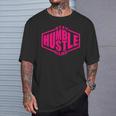 Stay Humble Hustle Hard Inspirational Hot Pink Urban Graphic T-Shirt Gifts for Him
