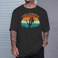 Vintage Retro Style Sunset Pine Tree Climbing Arborist Maglietta Regalos para él