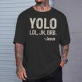 Vintage Retro Yolo Lol Jk Brb Jesus Christian T-Shirt Gifts for Him