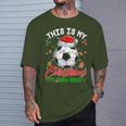 This Is My Christmas Pajama Soccer Santa Hat Xmas Pjs T-Shirt Gifts for Him