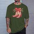Merry And Bright Cowgirl Boot Christmas Western Cowboy T-Shirt Gifts for Him
