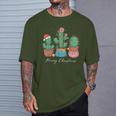 Merry Christmas Cactus Tree Lights Cactus Lover Xmas T-Shirt Gifts for Him