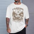 Campingibes Divertente Gatto Fuoco All'aperto Natura Amanti Campeggio Maglia Con Maniche Raglan Maglietta Regalos para él