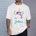 Jolina Name Geschenk Colourful Unicorn Jolina T-Shirt Geschenke für Ihn