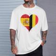 Moitié Espagnole Moitié Belge Un Drapeau Espagne Belgique T-Shirt Cadeaux pour lui