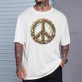 Peace Damen Männer Hippie 60Er 70Er Gray T-Shirt Geschenke für Ihn