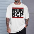 Run Bgp Network Engineer Geeky Nerd Gray T-Shirt Geschenke für Ihn