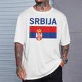 Serbian Flag Football Fan Serbia Srbija T-Shirt Geschenke für Ihn