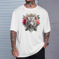 Tigre Flores Ojos Azules Animal Print Arte Tigre Camiseta unisex Regalos para él