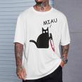 Verrückte Katze Mit Knife Crazy Cat With Knife T-Shirt Geschenke für Ihn