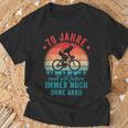 70 Jahre Und Ich Fahre Noch Ohne Akku Fahrradfahrer T-Shirt Geschenke für alte Männer