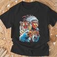 Águila Lobo India Nativa Americana Americana Del Norte Camiseta unisex Regalos para ancianos
