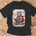Art Cat Warrior Ninja Ukiyo Anime Style Samurai Cat Kitten Maglietta Regalos para ancianos