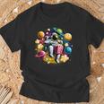 Astronaute Galaxie Colorée Mangeant Du Popcorn Savoureux T-Shirt Cadeaux pour les vieillards