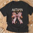 Autumn Girly Fall Bow Leaf Peeping Autumn Leaves Season T-Shirt Gifts for Old Men