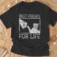 Best Friends For Life Gatto Siamese Gattino Felino Amante Dei Gatti Maglietta Regalos para ancianos