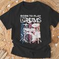 Born To Play Drums Drumming Rock Music Band Drummer Maglietta Regalos para ancianos