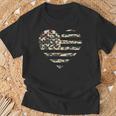Camo American Flag Heart Camouflage Patriotic Veterans Day T-Shirt Gifts for Old Men