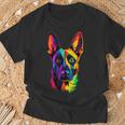 Colorful Belgian Malinois Lover Brave Dog Black T-Shirt Gifts for Old Men