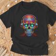 Cranio Cuffie Musica Grafica Arte Illustrazione Cranio Maglietta Regalos para ancianos
