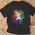 Dabbing Unicorn Rainbow Tie Dye Splatter Cute Dab Trendy Maglietta Regalos para ancianos