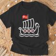 Denmark Flag Dragon Boat Dragon Headiking Ship T-Shirt Geschenke für alte Männer