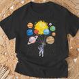 Divertido Astronauta Globo Espacial Planetas Ciencia Sistema Solar Camiseta unisex Regalos para ancianos