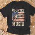 Donna Country Music Retrointage Chitarra Bandiera Americana Con Collo A Maglietta Regalos para ancianos