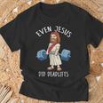 Gym Jesus Deadlift Fitness Bodybuilding Maglietta Regalos para ancianos