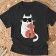 Gato Gracioso Con Gafas De Sol De Músico Contrabajo Camiseta unisex Regalos para ancianos