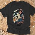 Geisha Japonesa Y Tigre Con El Monte Fuji Y La Pagoda En Camiseta unisex Regalos para ancianos