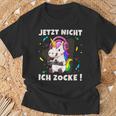 Jetzt Nicht Ich Zocke Gaming Gamer Unicorn T-Shirt Geschenke für alte Männer