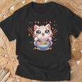 Katze Ramen Essen Nudeln Manga Anime Japanisch Kawaii Cute T-Shirt Geschenke für alte Männer