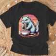 Kawaii Gigante Catzilla Kaiju Cat Ramen Gatto Giapponese Mostro Maglietta Regalos para ancianos