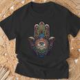 Khamsah Eye Or Hand Of Fatima On Colourful Hamsa Hand T-Shirt Geschenke für alte Männer