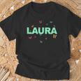 Laura Bellissimo Nome Con Butterlfies Maglietta Regalos para ancianos