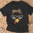 Leopard Print Thanksgiving Turkey Face Glasses Girls T-Shirt Gifts for Old Men