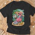 Lustiger Tropischer Rosa Flamingo Hawaii-Sommerparty T-Shirt Geschenke für alte Männer