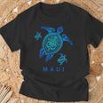 Maui Hawaii Tartaruga Tribale Blu Mare Maglietta Regalos para ancianos