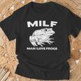 Milf-Man I Love Frogs Divertente Dicendo Rana-Anfibi Amanti Maglietta Regalos para ancianos