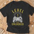 Nivel 1 Desbloqueado Aniversario 1ª Boda Camiseta unisex Regalos para ancianos