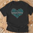 Ovarian Cancer Awareness Wear Teal Cuore E Nastri Maglietta Regalos para ancianos