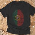 Portugal Flag Fingerprint T-Shirt Geschenke für alte Männer