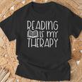 Reading Is My Therapy Book Reader Amante Dei Libri Maglietta Regalos para ancianos