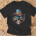 Steampunk Totenkopf Hut Zylinder Mechanik Zahnrad Cyborg T-Shirt Geschenke für alte Männer