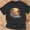 Sunset Cuba Oldtimer Palm Trees Retrointage Summer T-Shirt Geschenke für alte Männer