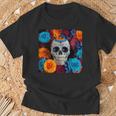 Tête De Mort Mexicaine Dia De Muertos Jour Des Morts Floral T-Shirt Cadeaux pour les vieillards